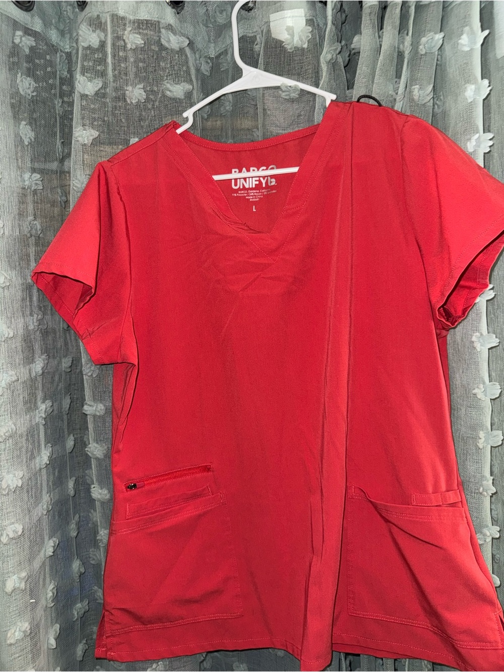 Barco Uniforms Red V-Neck Scrub Top with Front Pockets